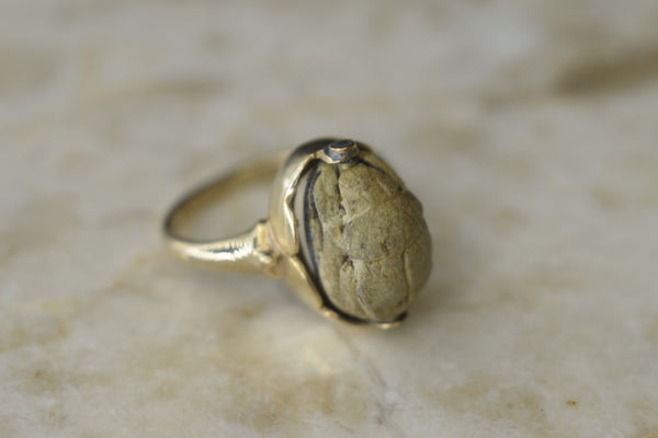 Antique Victorian Egyptian Revival 18k Gold Scarab Ring