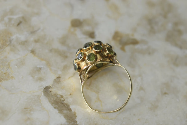 Vintage 18k Gold Peridot Sputnik Ring c.1950s