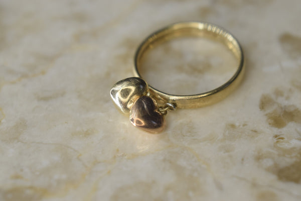 Vintage 14k Puffed Heart Charm Ring c.1960s