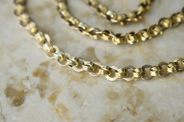Antique Victorian 14k Gold 17” Fancy Link Chain c.1890