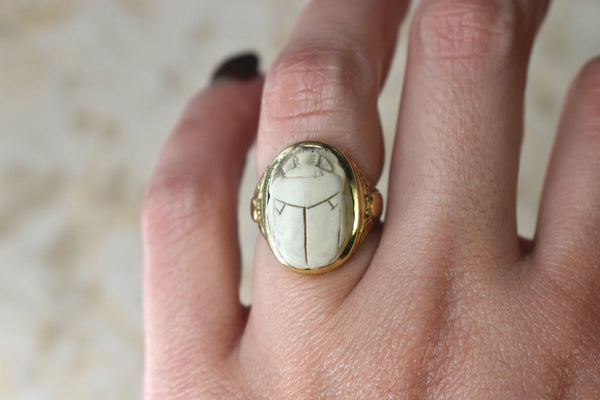 Antique 18k Gold Egyptian Revival Scarab Ring c.1890s