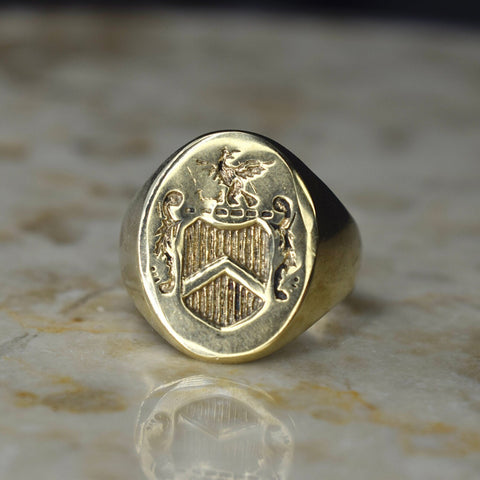 Vintage 14k Gold Signet Ring with Seal