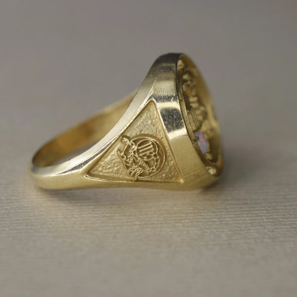 Vintage 14k Gold Scorpio Zodiac Signet Ring with Opal c.1970s