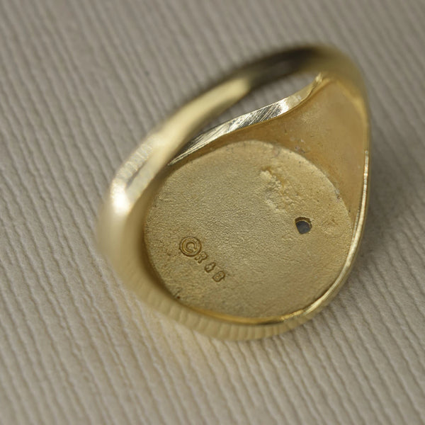Vintage 14k Gold Scorpio Zodiac Signet Ring with Opal c.1970s