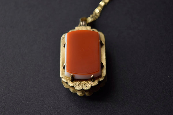 Antique Double Sided Locket with Black and Carnelian Colored Glass c.1880s