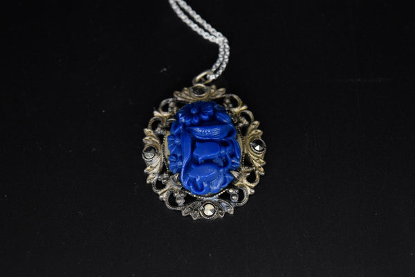 Antique Charm with Blue Celluloid Flowers