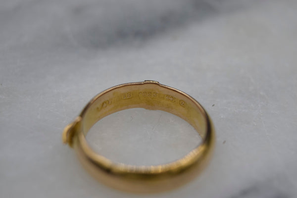 Antique 15k Gold Buckle Garter Belt Ring English Hallmarks