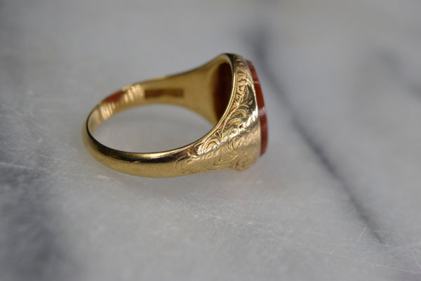 Antique 18k Gold Signet Ring with Sardonyx Stone