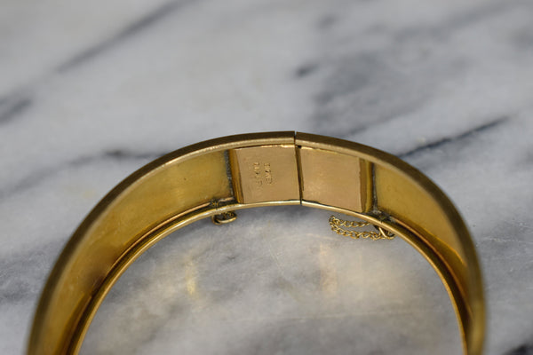 Antique Victorian Hinged Bangle Bracelet With Enameled Urn Design