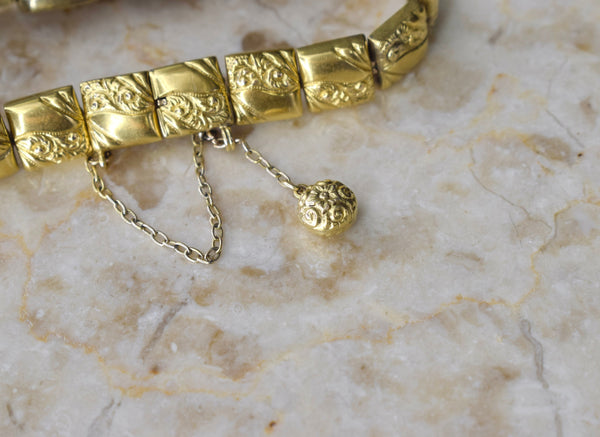 Antique Victorian 18k Gold Bracelet with Diamonds