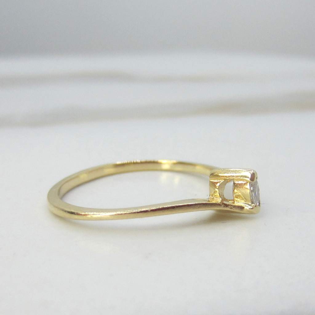 Vintage 14k Gold Modernist Marquise Diamond Ring c.1970s