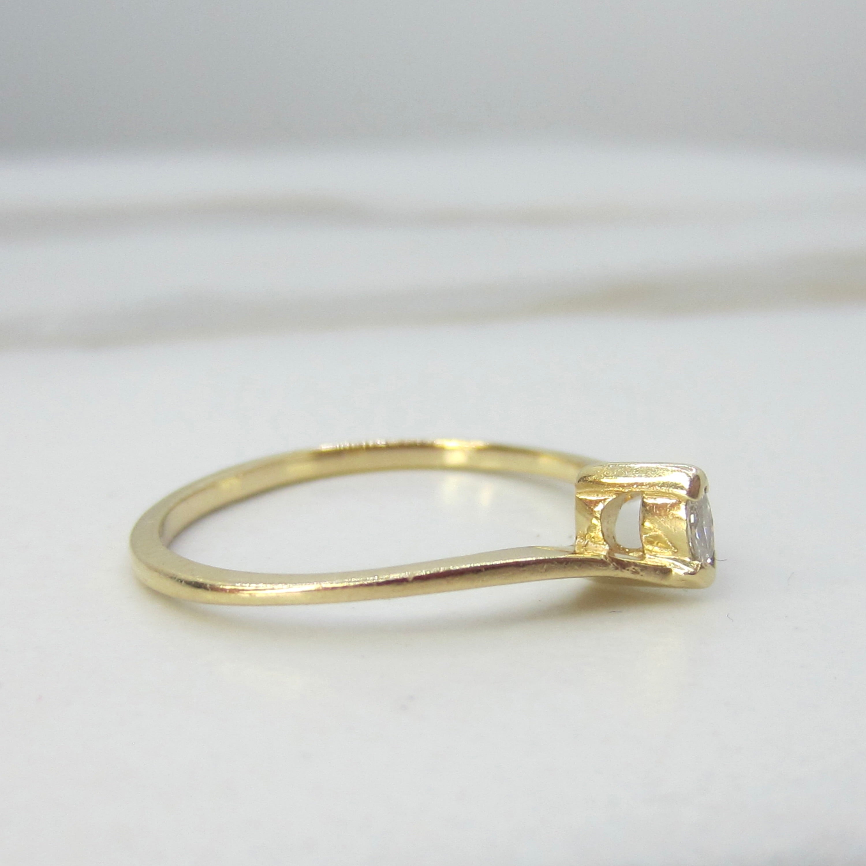 Vintage 14k Gold Modernist Marquise Diamond Ring c.1970s