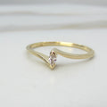 Vintage 14k Gold Modernist Marquise Diamond Ring c.1970s
