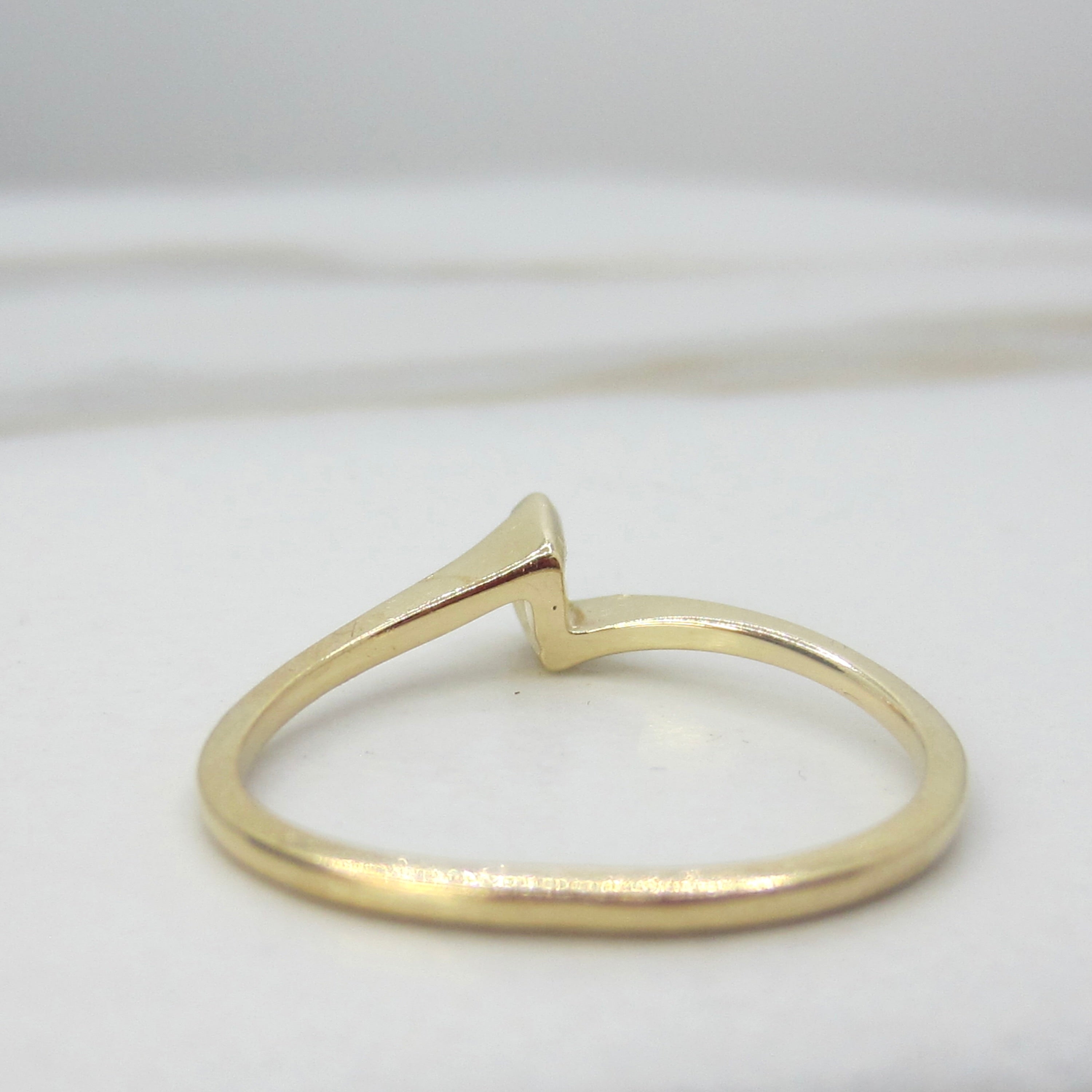 Vintage 14k Gold Modernist Marquise Diamond Ring c.1970s