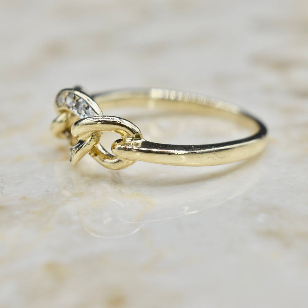 Vintage 14k Gold and Diamond Chain Ring c.1970s