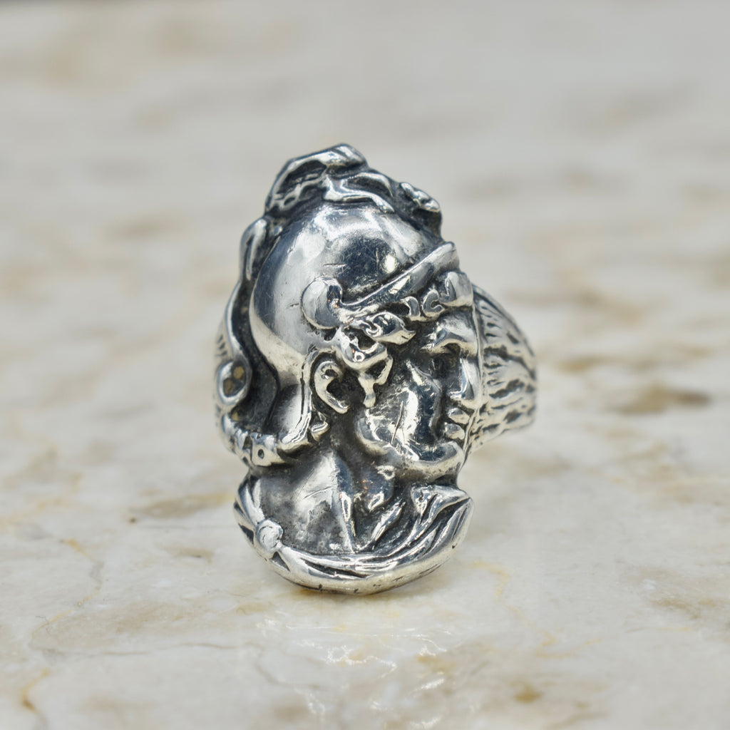 Vintage Brutalist Sterling Silver Roman Soldier Ring c.1950s