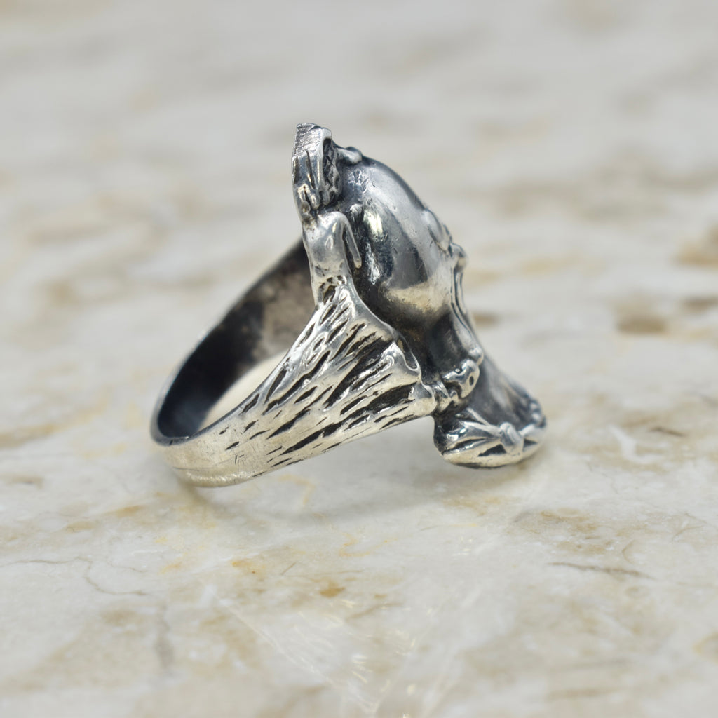 Vintage Brutalist Sterling Silver Roman Soldier Ring c.1950s