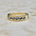 Vintage 14k Gold Band Ring with Baguette Sapphires c.1970s