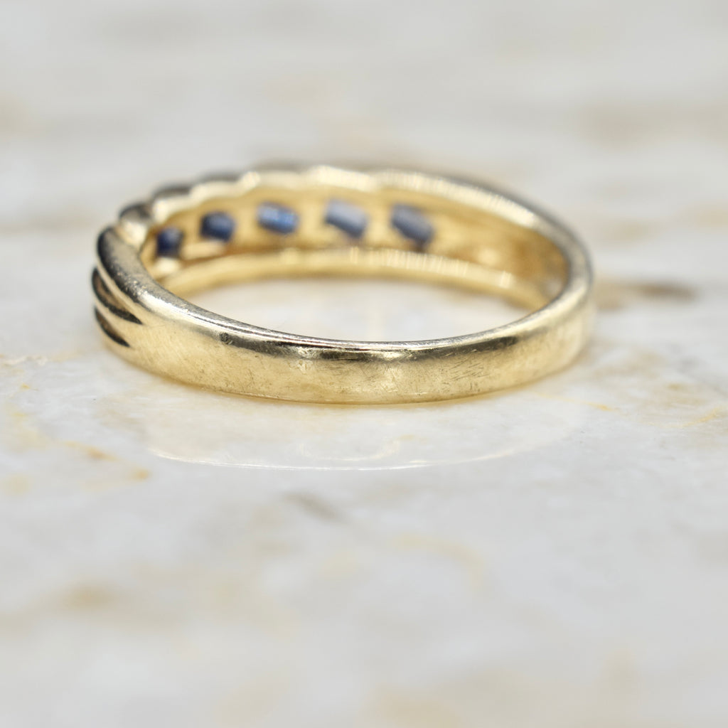 Vintage 14k Gold Band Ring with Baguette Sapphires c.1970s