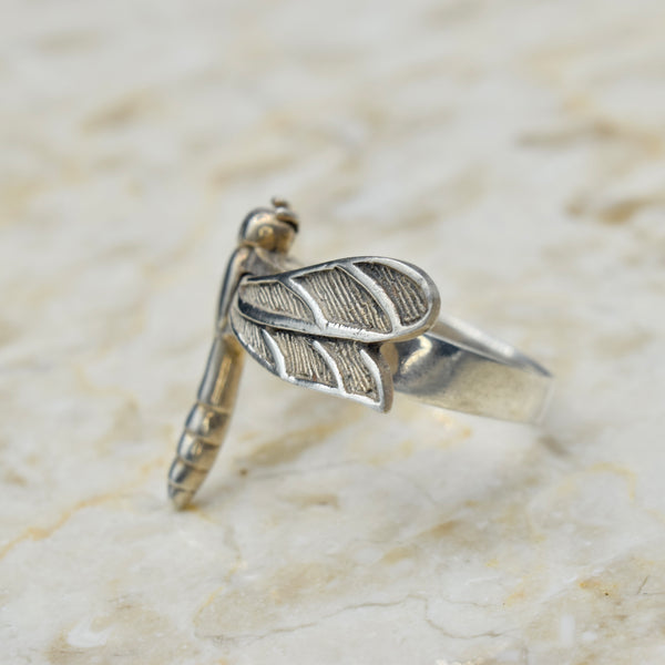 Vintage Sterling Silver Kinetic Dragonfly Ring c.1990s