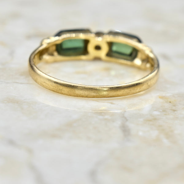 Vintage Japanese 18k Gold Green Tourmaline and Diamond Ring c.1990s