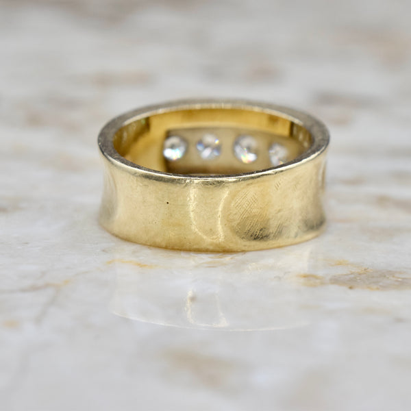 Vintage 14k Gold .50 ctw Diamond Wide Band Ring c.1960s