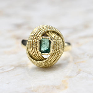 Vintage 18k Gold Emerald Cocktail Ring c.1960s