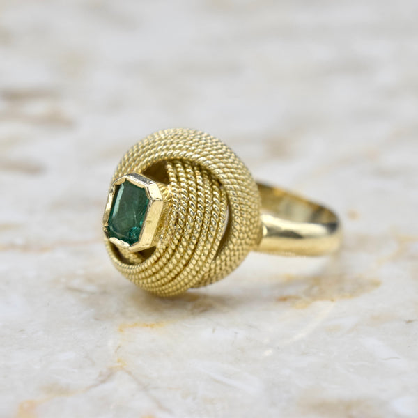 Vintage 18k Gold Emerald Cocktail Ring c.1960s