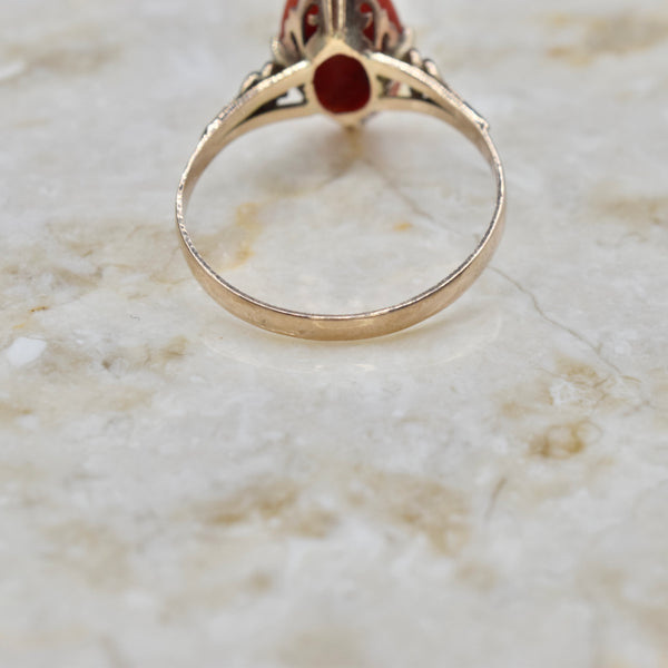 Antique 18k Gold Red Celluloid Ring c.1910