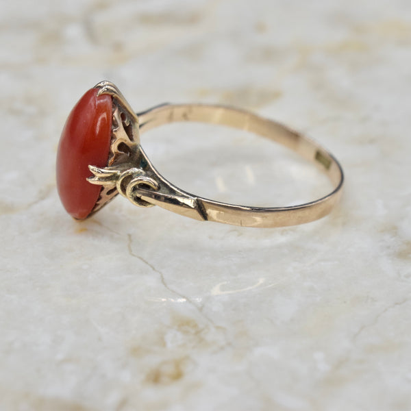 Antique 18k Gold Red Celluloid Ring c.1910