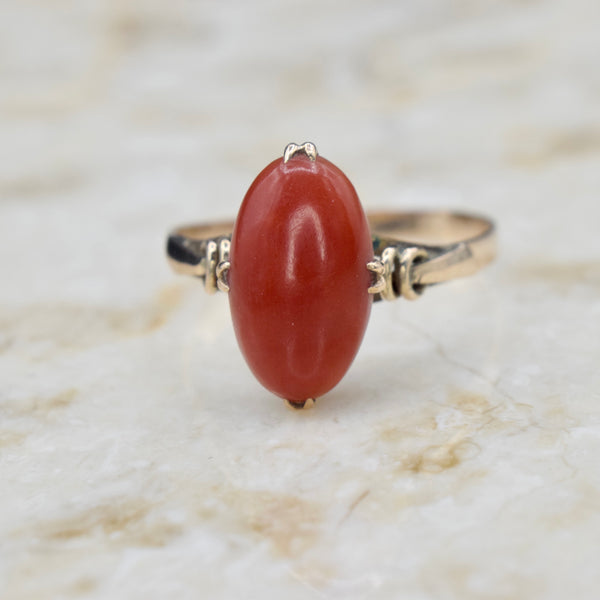 Antique 18k Gold Red Celluloid Ring c.1910