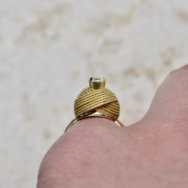 Vintage 18k Gold Emerald Cocktail Ring c.1960s