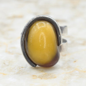 Vintage Sterling Silver Amber Ring