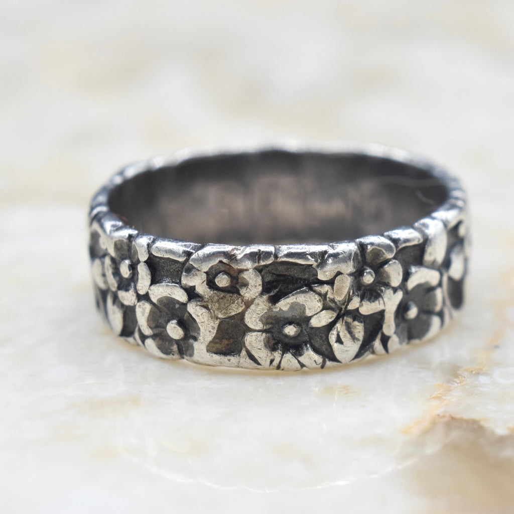 Antique Art Deco Sterling Silver Orange Blossom Band c.1920s
