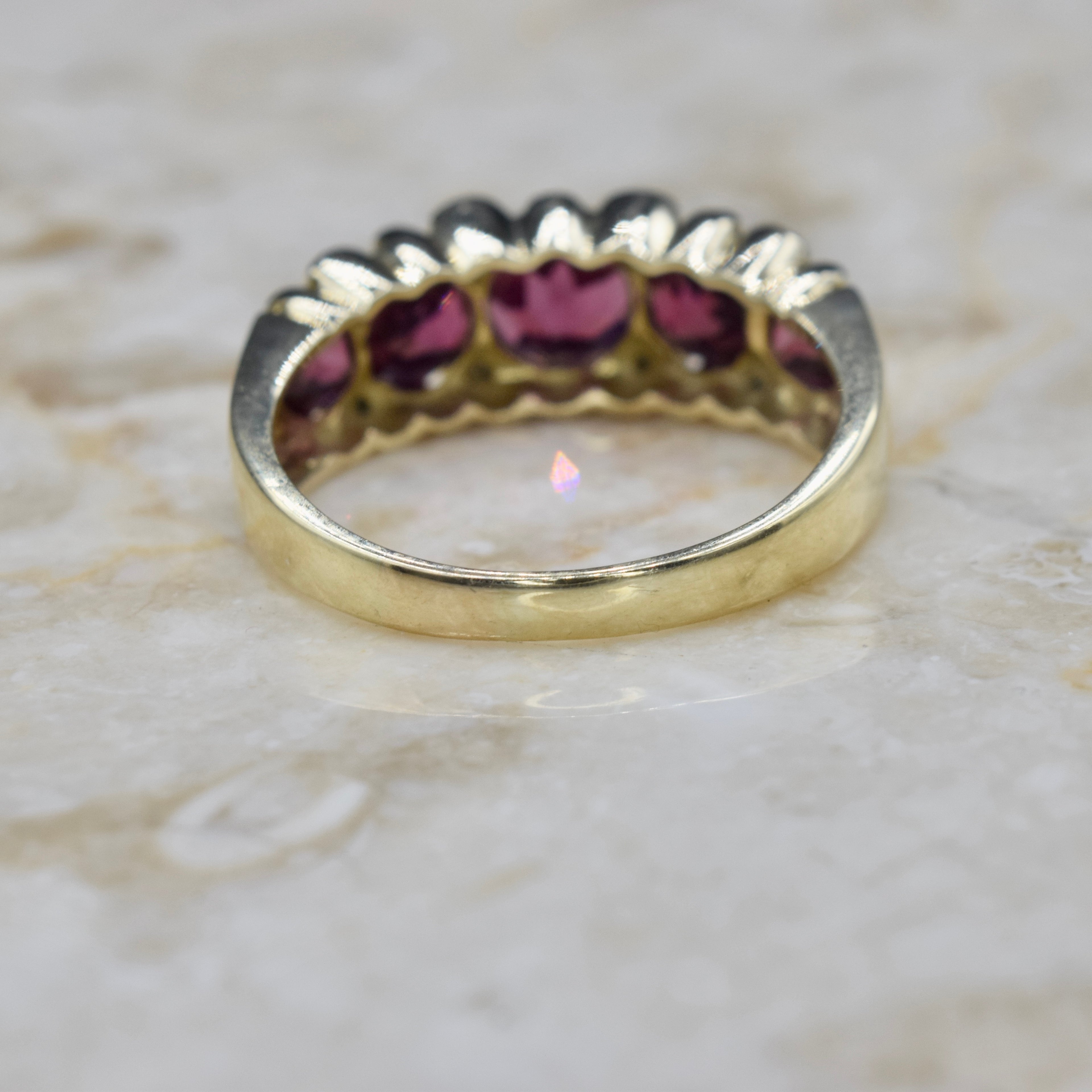 Vintage 14k Gold Garnet and Diamond Ring c.1990s