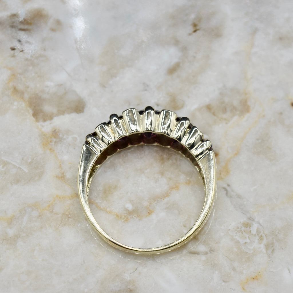 Vintage 14k Gold Garnet and Diamond Ring c.1990s