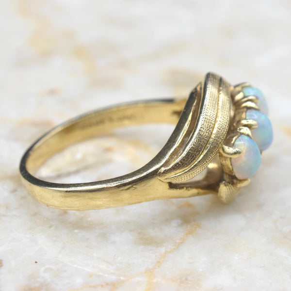 Vintage 14k Gold Three Opal Ring c.1970s