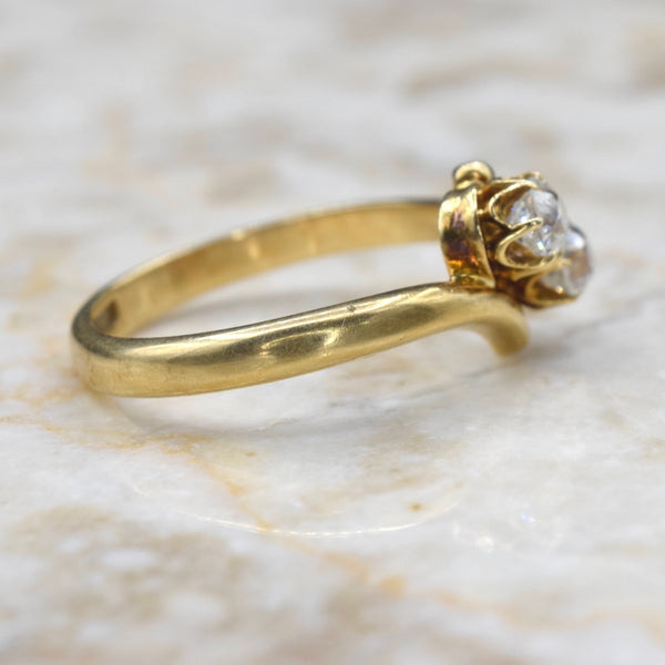 Antique 18k Gold Old European Cut Diamond Toi et Moi Ring c.1900