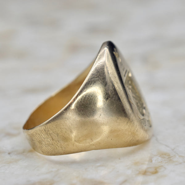 Antique 14k Gold Seal Signet Ring "Pure Without Fear" c.1910