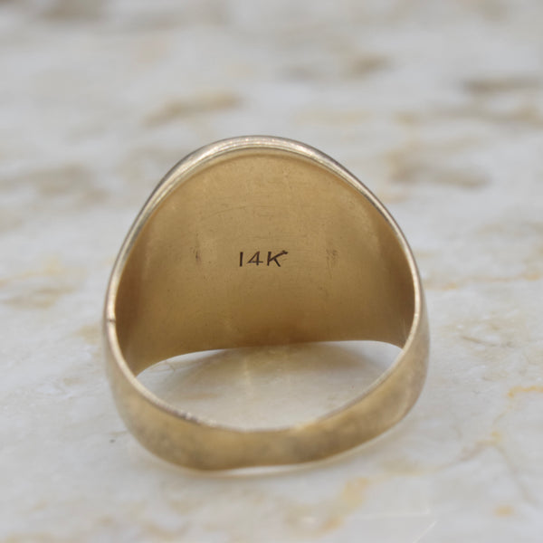 Antique 14k Gold Seal Signet Ring "Pure Without Fear" c.1910