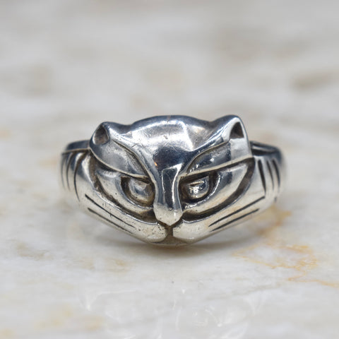 Vintage Sterling Silver Cat Ring