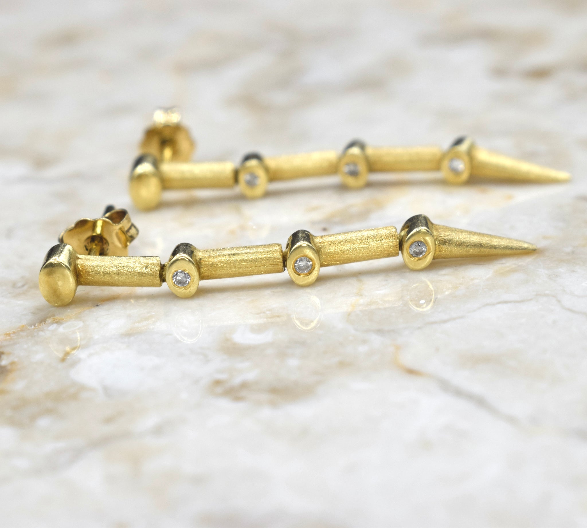 Estate 18k Gold and Diamonds Articulated Earrings