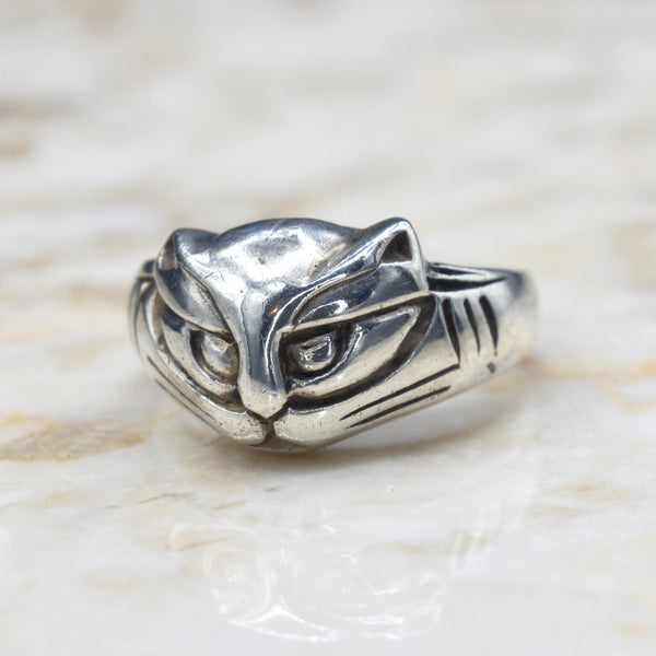 Vintage Sterling Silver Cat Ring