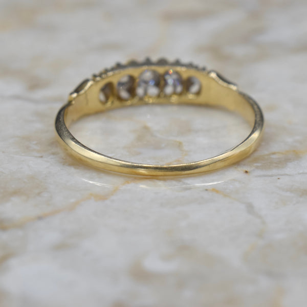 Antique Victorian 18k Gold Old Mine Cut Diamond Five Stone Band British Hallmarks 1897