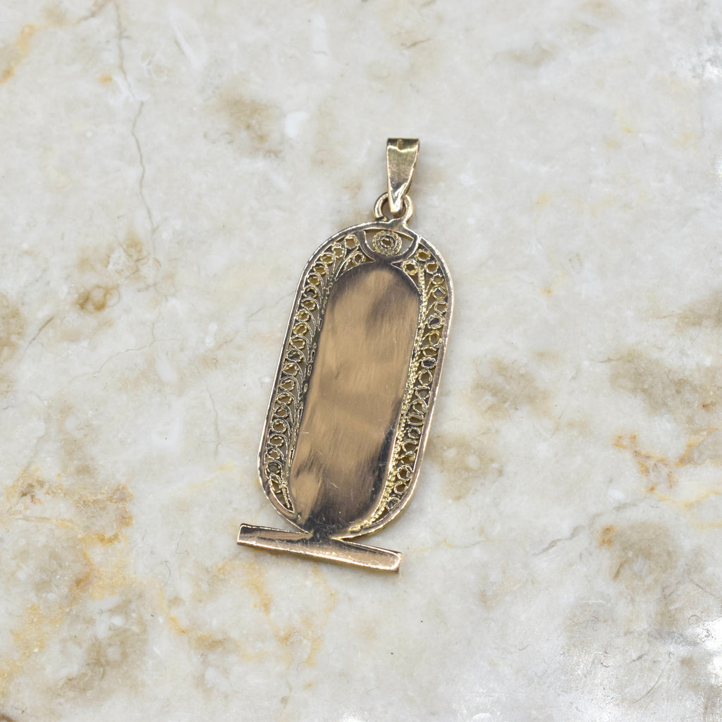 Vintage 18k Gold Egyptian Cartouche Hieroglyph Charm