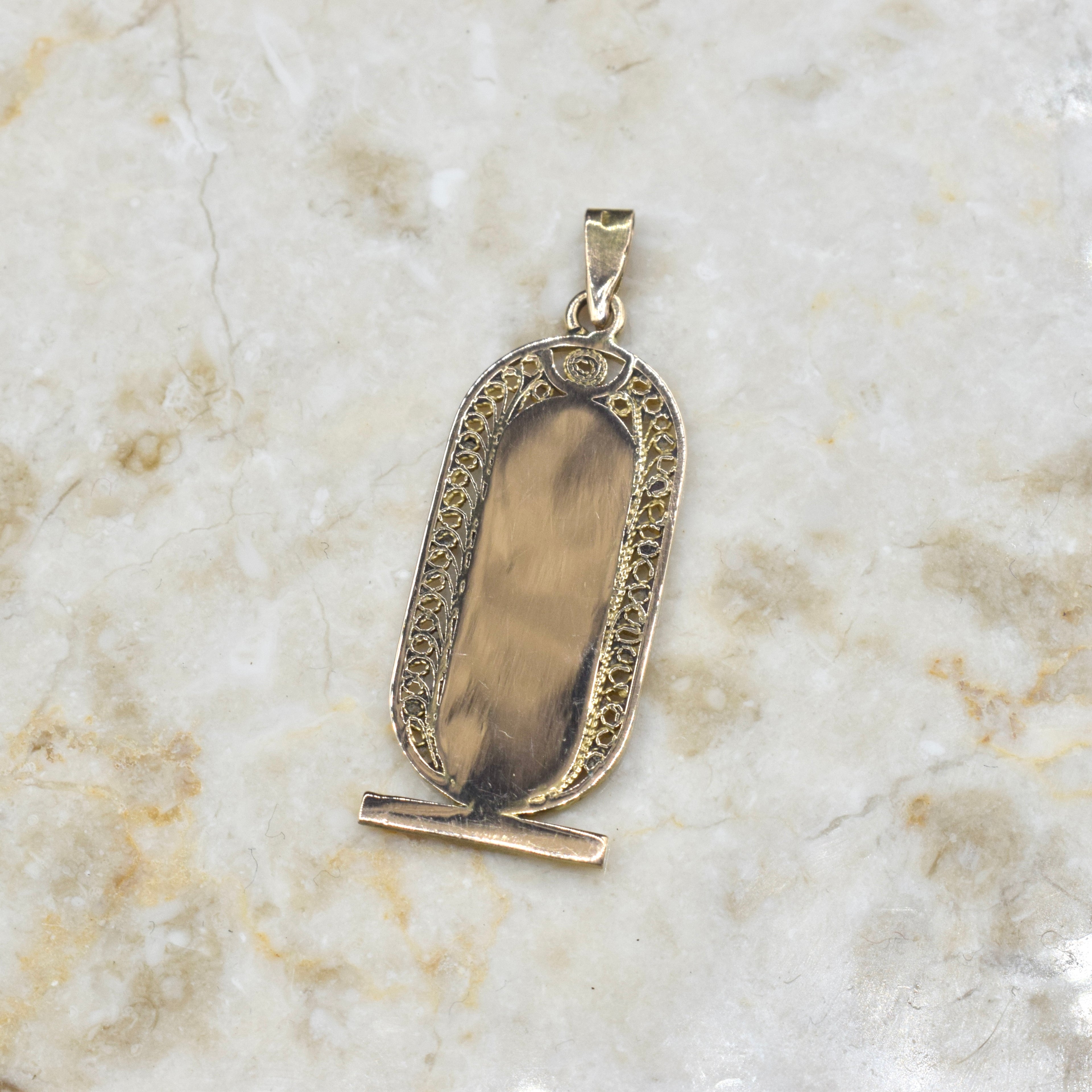 Vintage 18k Gold Egyptian Cartouche Hieroglyph Charm