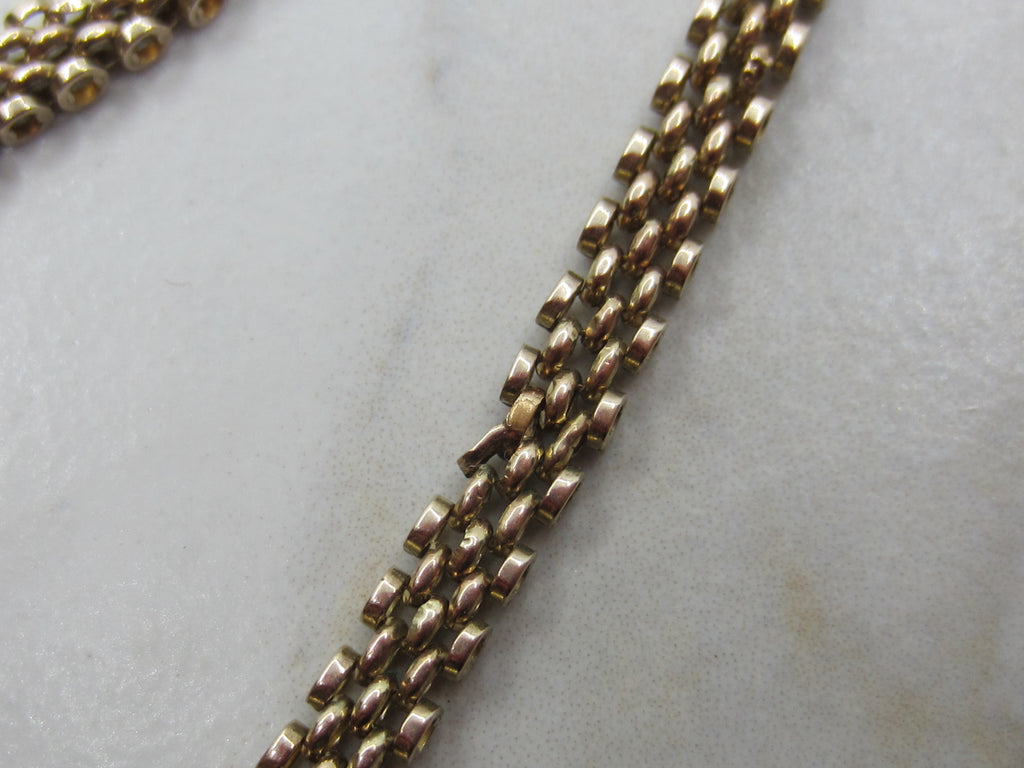 Antique Victorian 14K Gold Black Enamel Woven Chain Necklace c.1880s