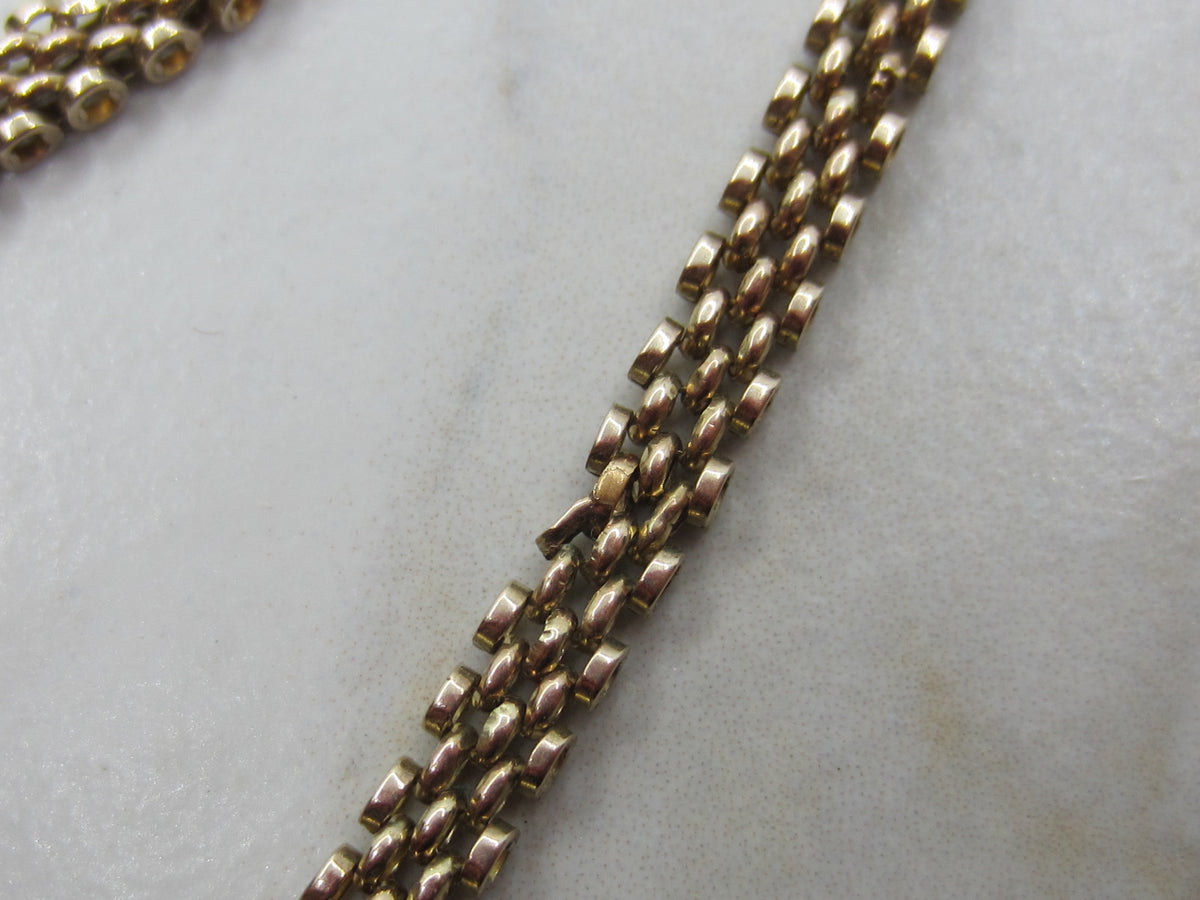 Antique Victorian 14K Gold Black Enamel Woven Chain Necklace c.1880s