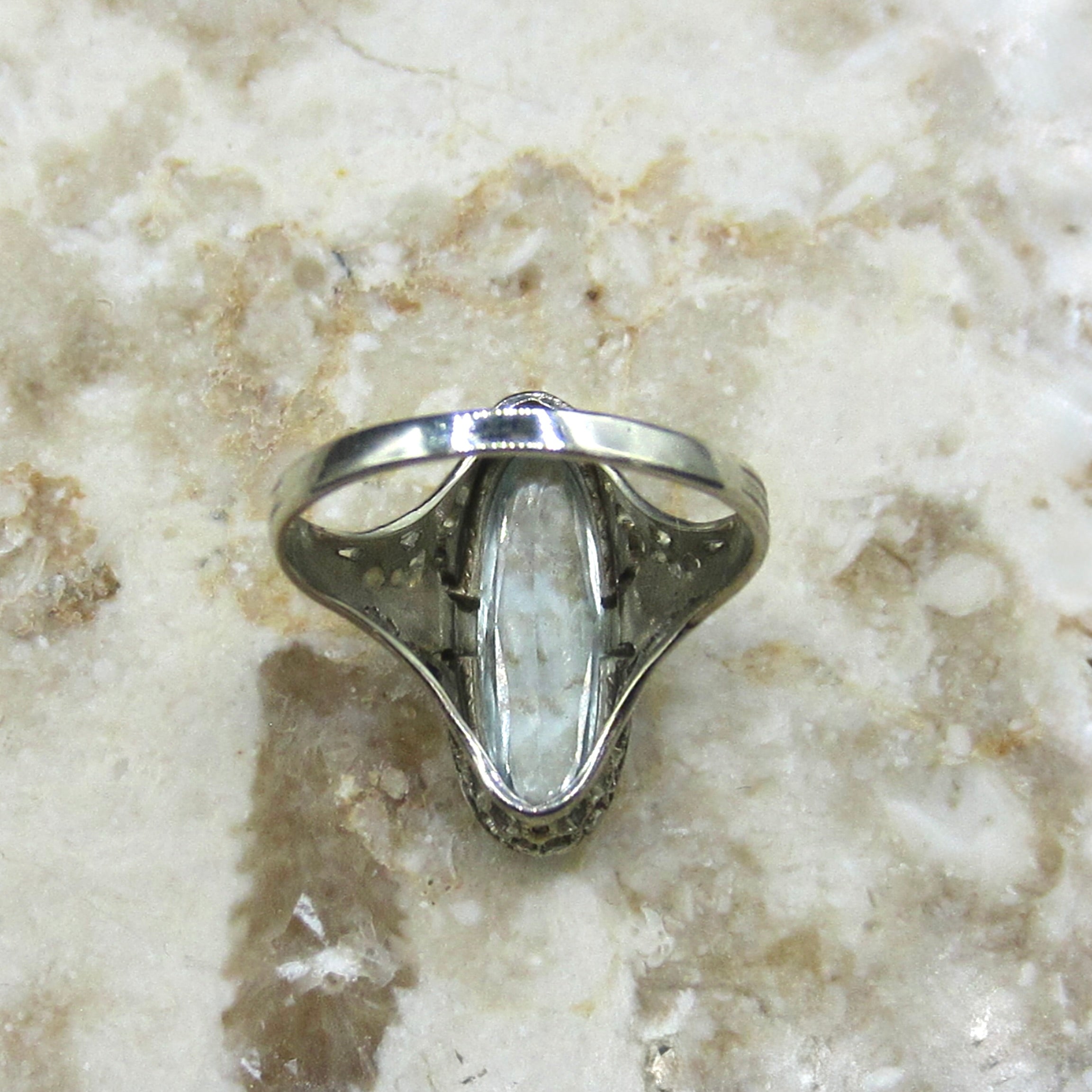 Antique Art Deco 14k Gold Aquamarine Ring c.1920s