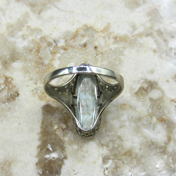 Antique Art Deco 14k Gold Aquamarine Ring c.1920s